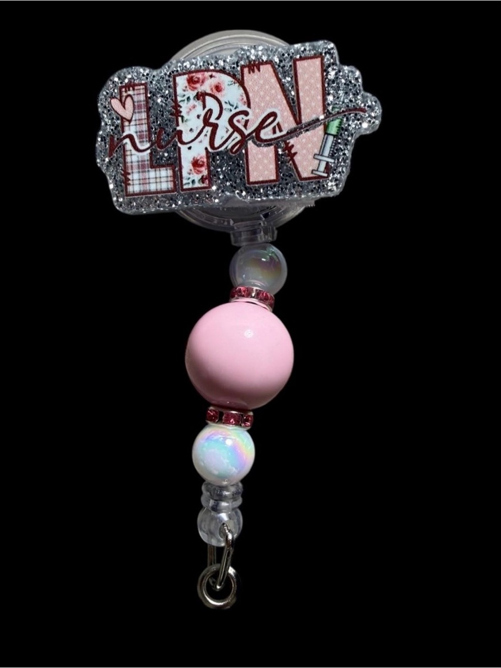 Pink Nurse Retractable Badge Reel Key & Card Holder